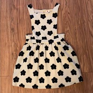 Cream and black flower mini overall dress